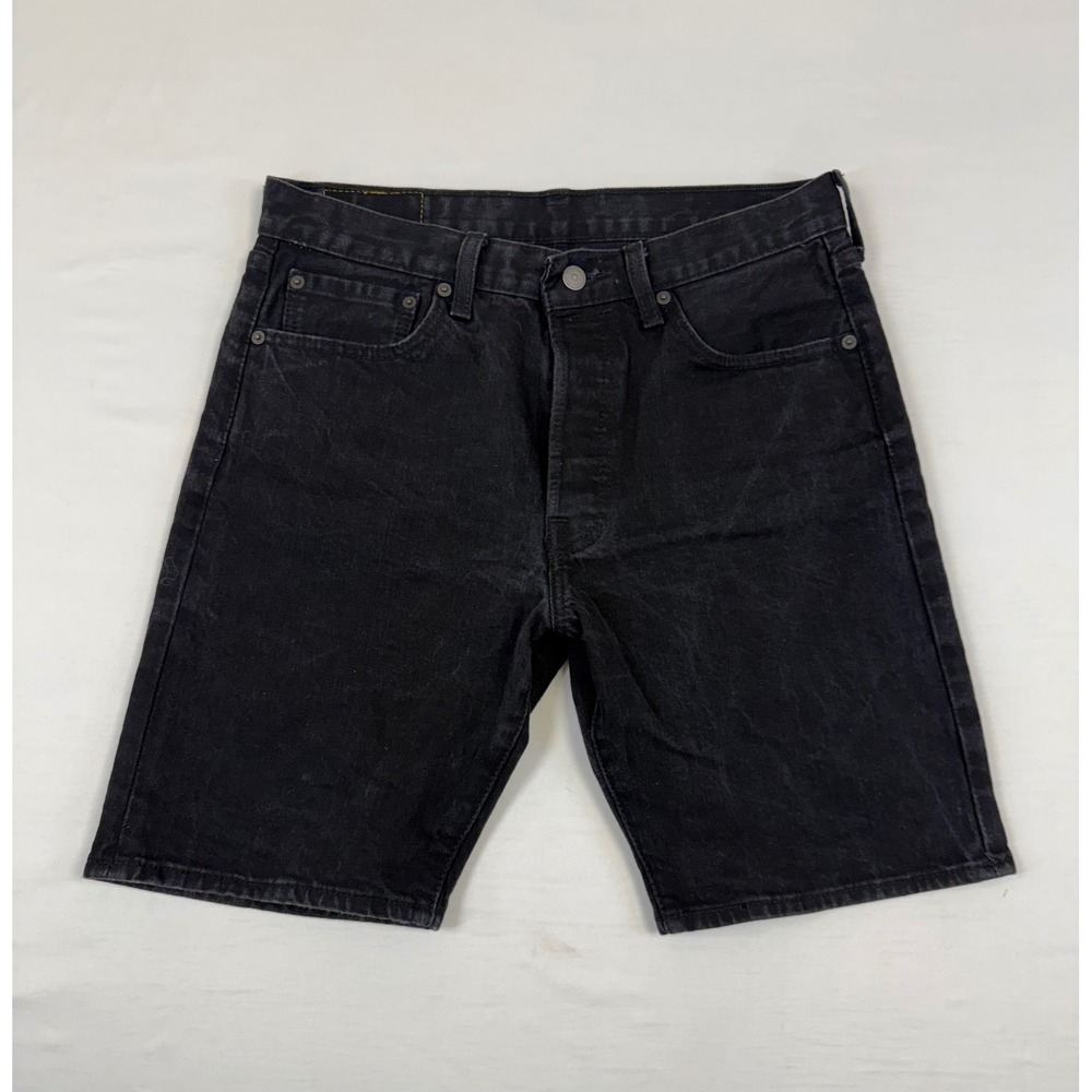 Levis 501 Mens Original Fit Denim Shorts Black Faded Button Fly Jorts W32 L9